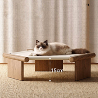 Lit surélevé pour animaux de compagnie, style nordique, en bois massif, respirant, lavable, quatre saisons, en tissu Oxford hexagonal, petit lit pour chien, hamac pour chat
