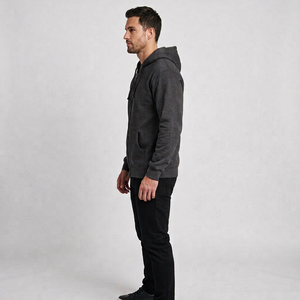 Sudadera con capucha y cremallera para hombre, 100% algodón, impermeable, ecológica, transpirable, diseño moderno, cuello con cremallera, venta al por mayor - Product Image 2