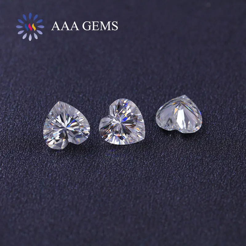 AAA GEMS Heart Shape moissanite gra certified diamond cut D-VVS1 heart shape loose