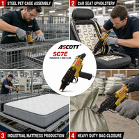 Pince à anneaux pneumatique ASCOTT SC7E 24 mm pour matelas, sièges de voiture, rembourrage, fabrication de cages métalliques, vente en gros