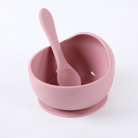 Ensemble bol et cuillère en silicone de qualité médicale pour bébé avec base à forte succion pour la diversification alimentaire des tout-petits, compatible lave-vaisselle