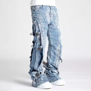 DiZNEW Jeans e Giacca di Jeans da <span class=keywords><strong>Uomo</strong></span> con MOQ Basso Realizzati su Misura Pantaloni Jeans da <span class=keywords><strong>Biker</strong></span> Neri di Alta Qualità - Product Image 6