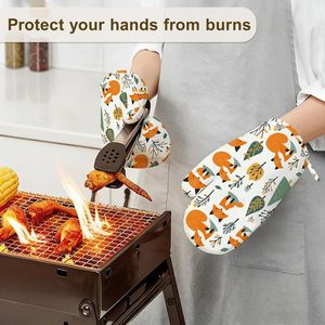 Gants de cuisine en silicone résistants à la chaleur, imprimés, faible MOQ, personnalisables par sublimation, mitaines de four en coton conformes FDA, longues - Product Image 3