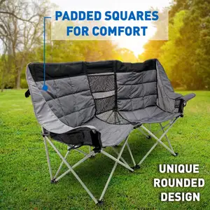 NPOT 2024 New Design Padded Camping Chair Double Love Seat Heavy Duty Oversized Folds Easily