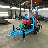 Petite plateforme de forage de puits d'eau sur roues, 35 CV, bicylindre, 200 m, pour usage agricole