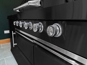 2022 Hangzhou Vermont cucina in acciaio inossidabile nero con griglia a gas a 6 fuochi e mini frigorifero - Product Image 5