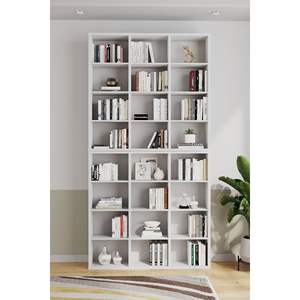 Imre Étagère à livres blanche à 24 étagères réglables, grande capacité, style minimaliste nordique pour la maison, le bureau et le salon - Product Image 4