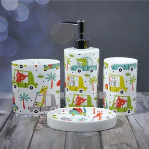 Kids Nhựa Phụ Kiện Phòng Tắm Bath Set Lotion Chai Bàn Chải Đánh Răng Giữ Tumbler Xà Phòng Món Ăn