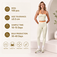 Ensemble de sport pour femme certifié GRS : Vêtements de yoga doux comme du beurre avec bordure en pétales, soutien-gorge dos nu et leggings pour la gym, le fitness et le Pilates