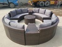 Allwetter-Rattan Outdoor Runde Lounge-Möbel Komfortables Wasserfestes Garten-Terrassen-Rattan-Kreissofa