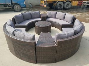 Canapé circulaire d'extérieur en rotin résistant aux intempéries, confortable et imperméable pour <span class=keywords><strong>jardin</strong></span> et patio - Product Image 6