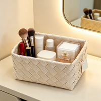 Panier de rangement en rotin tressé PP, écologique, durable, fait main, imperméable, résistant à la moisissure, facile à nettoyer, design moderne, cuisine, salle de bain