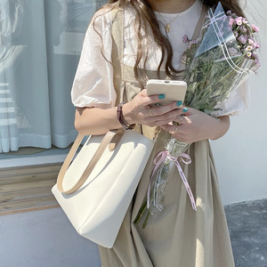 Simple Large Capacity Tote <b>Bag</b> For Women Solid Color Crossbody Shoulder <b>Bag</b> With Zippered Pocket Summer 2021 - Product Image 3