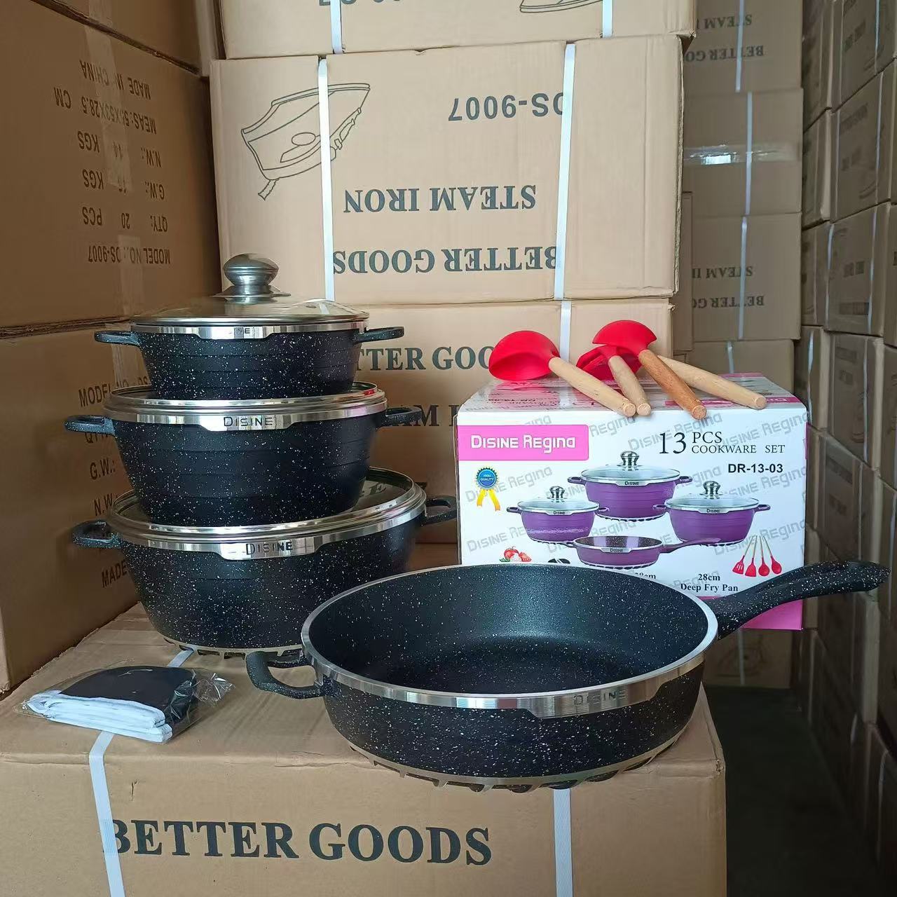 High Quality Soup Pot Set Non Stick Cooking Pot Aluminum Cookware Set 13pcs Casting Fry Pan With Silicone Cooking Utensil · image 2