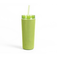 Vaso de Plástico Reutilizable de 500 ml con Tapa Transparente y Pajita, Personalizado por el Fabricante, Antiderrames, Ecológico, para Fiestas, con Brillo