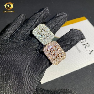 Anillo con Certificado GRA, Anillo Hip Hop con Incrustaciones de Moissanita, Moissanita VVS, Joyería de Plata 925, Anillo Fino con Corte Mixto de Diamantes <span class=keywords><strong>para</strong></span> Hombre - Product Image 1
