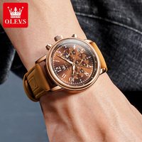 OLEVS 2912 Montre chronographe de luxe, à la mode, business, top time Deus Series Montre-bracelet à quartz multifonction rétro pour hommes