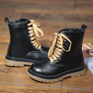 Nouvelles bottes en cuir pour enfants, garçons et filles, chaussures décontractées à lacets, chaussures d'étudiant, bottes à la mode pour bébés et enfants, bottes à la cheville pour l'automne - Product Image 4
