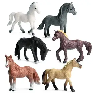 6 قطع/مجموعة من دمى محاكاة الحيوانات البرية من البلاستيك لعب الأطفال الرضع نماذج الحصان من البولي فنيل كلورين مجموعة دمى للأطفال ألعاب تعليمية