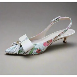 New Causal Pointed <b>Toe</b> <b>Closed</b> <b>Toe</b> Kitten Heel <b>Sandals</b> Fashion Elegant Upper with Floral Tassel Slingback Slip on for Women - Product Image 5