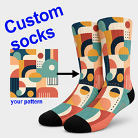 Chaussettes personnalisées à faible MOQ, impression intégrale 360°, sublimation 3D, chaussettes de sport fantaisie et tendance