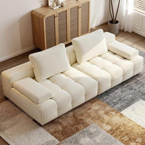 Sofá Seccional Minimalista Cuadrado de Bouclé Beige Premium para Apartamentos, Suministro Mayorista para Negocios, Muebles Comprimidos, Muestras Gratis - Product Image 3