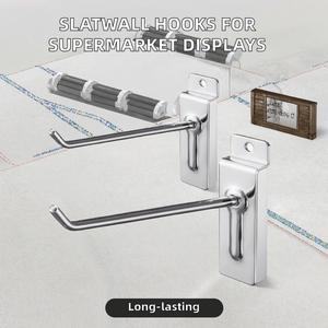 Ganchos de exhibición de supermercado, listones de acero plateado con gancho de pared de metal para tienda minorista, colgadores de exhibición, gancho de tablero - Product Image 6