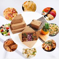 Boîte à bento jetable en papier kraft recyclable avec poignée, logo personnalisé estampé, pour plats à emporter, collations, repas, poulet frit, œufs