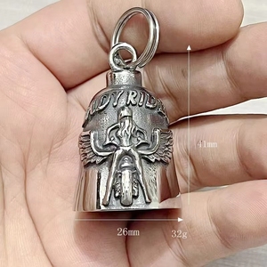 Pronto para Envio: Colar Masculino com Pingente Guardião em Aço Inoxidável 316L, Sino do Espírito de Motociclista, Asa de Anjo, Mensagens 'Ande em Segurança' e 'Amo Você', RTS - Product Image 2