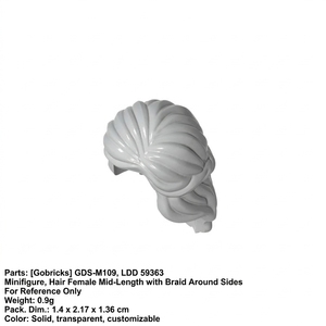 Gobricks GDS-M109 Vente en gros <span class=keywords><strong>de</strong></span> blocs <span class=keywords><strong>de</strong></span> construction LDD 59363 Cheveux <span class=keywords><strong>de</strong></span> minifigurine mi-longs avec tresse sur les côtés Accessoire pour mini-figurine - Product Image 2