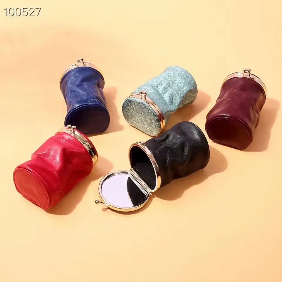 Hot sale Fashion personalized foldable portable soft leather women's Lipstick Cosmetic Bags
