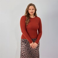 Pull en maille côtelée à col rond pour femme, coupe ajustée, motif jacquard à pois subtils, pull extensible pour l'automne et l'hiver