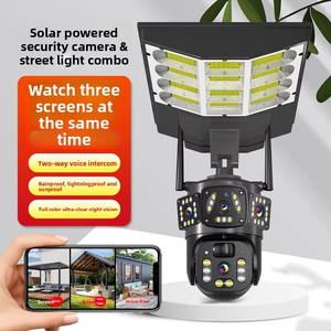 Caméra <span class=keywords><strong>de</strong></span> surveillance solaire 4G LED à couverture panoramique 360° IP66 avec vision nocturne couleur pour jardins et vergers, intégrée à un lampadaire - Product Image 2