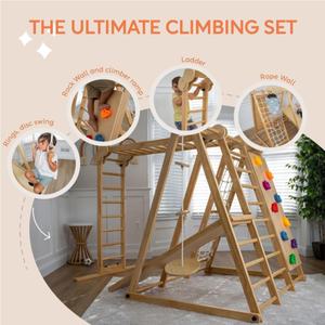 ไม้มอนเตสซอรี่สำหรับปีนเขาของเล่น8-in-1ในร่มพับได้สำหรับเด็กวัยหัดเดินปีนเขาที่มีสไลด์กำแพงปีนเขาบาร์ลิงชิงช้า - Product Image 5