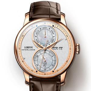 LOBINNI orologio 18015 in pelle minimalista per gli uomini orologi da polso automatici di moda unici - Product Image 6