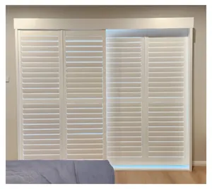 PVC blinds bulk England Australia style Bay Window sliding real wood wooden Plantation shutters louver