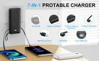 Chargeur de voyage portable batterie pliable prise ca chargeur mural et câble intégré banque d'alimentation 2 en 1 10000mAh
