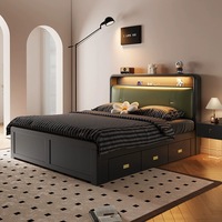 Lit mural moderne de luxe européen en bois avec matelas intégré, tailles double, queen, simple, king, avec rangement pour appartement