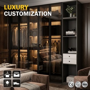 <span class=keywords><strong>Armario</strong></span> Modular de Lujo Moderno Personalizado para el Hogar, Sistema de <span class=keywords><strong>Armario</strong></span> Empotrado de Madera, <span class=keywords><strong>Armario</strong></span> de Dormitorio con Puertas de <span class=keywords><strong>Cristal</strong></span> - Product Image 1