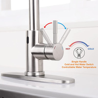 Robinet de cuisine classique en acier inoxydable 304, à capteur automatique, finition brossée, avec douchette extractible double mode, mitigeur chaud/froid pour projet