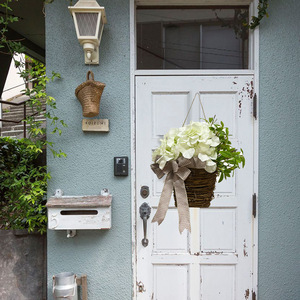 พวงหรีดดอกไม้ป่าฤดูใบไม้ผลิ 2026 ตะกร้าแขวนประตู พวงหรีดไฮเดรนเยียสีครีม ป้ายต้อนรับ ตกแต่งประตูหน้าบ้าน เครื่องประดับแขวนฤดูใบไม้ผลิ - Product Image 3