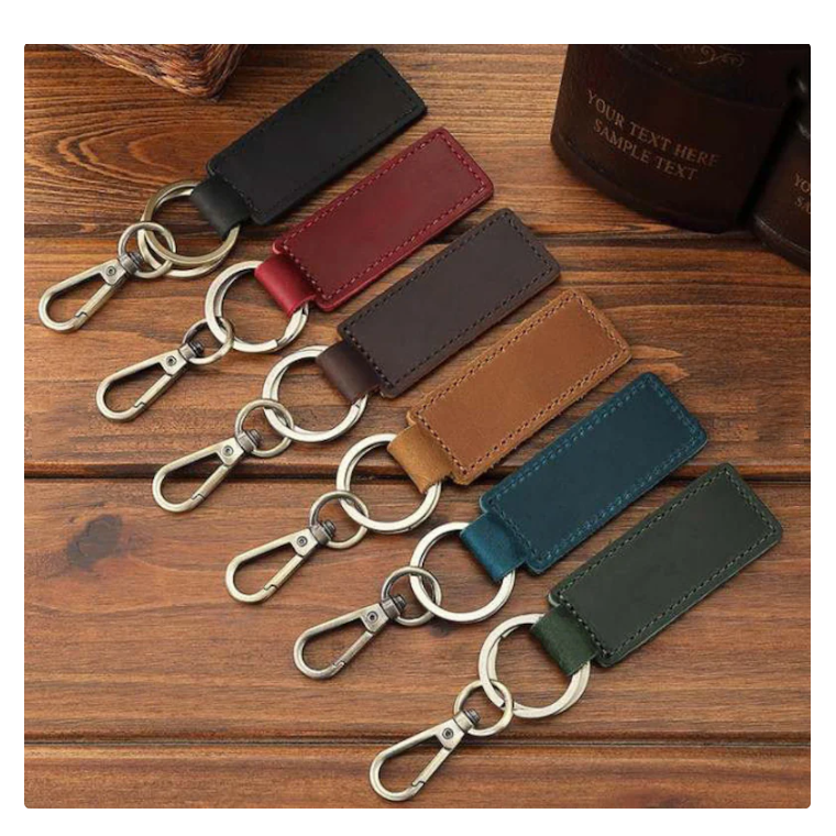 In Stock Retro Faux Leather Keychain