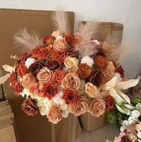 Décorations de mariage, boules de fleurs, roses en soie, décorations centrales, décorations de table, boules de fleurs orange, rose et marron