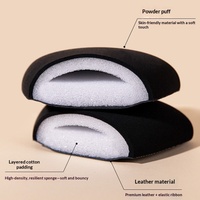 Houppette en poudre noire en forme d'ananas, pratique, pour usage humide ou sec, ultra-douce, ultra-épaisse, haute élasticité, application de maquillage fluide