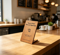 Nichen One Factory Wholesale Personnalisé Étanche En Bois NFC google Reviews Card Social Media Review Nfc Menu QR Code Affichage de table