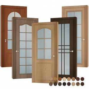 Porte intérieure française en verre dépoli pour salle de bain, placard, bureau, salon, anti-humidité, avec miroir, en contreplaqué, fournie directement par l'usine - Product Image 1
