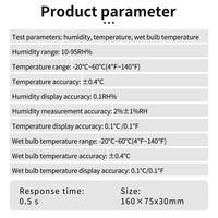 Termometer higrometer Digital portabel, pengukur kelembapan/Temp Digital portabel HM580 presisi tinggi