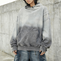 Sweat à capuche dégradé personnalisé avec logo pour homme, en coton épais et surdimensionné, style vintage streetwear, fabricant OEM/ODM