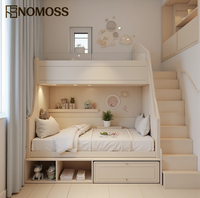 Lit superposé minimaliste haut de gamme pour enfants avec un aménagement pratique à deux niveaux pour appartements, maisons familiales et chambres d'enfants