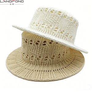 <span class=keywords><strong>Chapeau</strong></span> de soleil en paille tressée ouverte pour femme Landfond, protection solaire, <span class=keywords><strong>chapeau</strong></span> melon à bord plat tendance, <span class=keywords><strong>chapeau</strong></span> de plage à large bord - Product Image 3